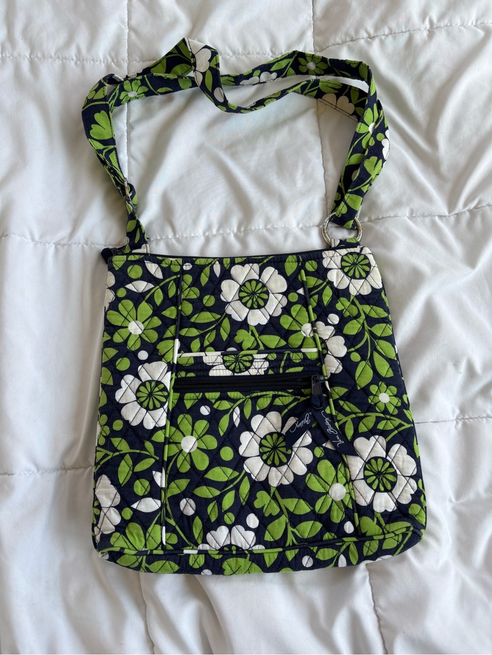 Vera Bradley Lucky You Hipster Crossbody Bag Navy Green Floral Quilted Retired
